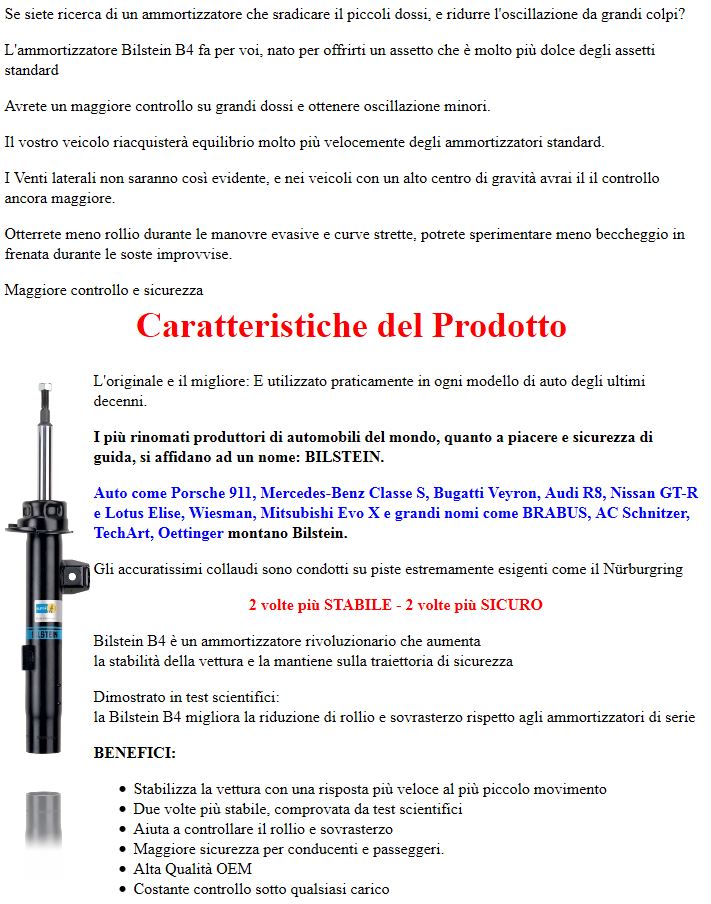 2 Ammortizzatori ANTERIORI BILSTEIN B4 PEUGEOT 208 (CA, CC)