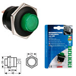 Interuttore Pulsante 12/24V A Led Verde