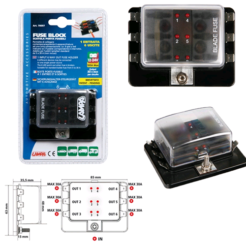 Scatola Porta Fusibili A 6 Uscite